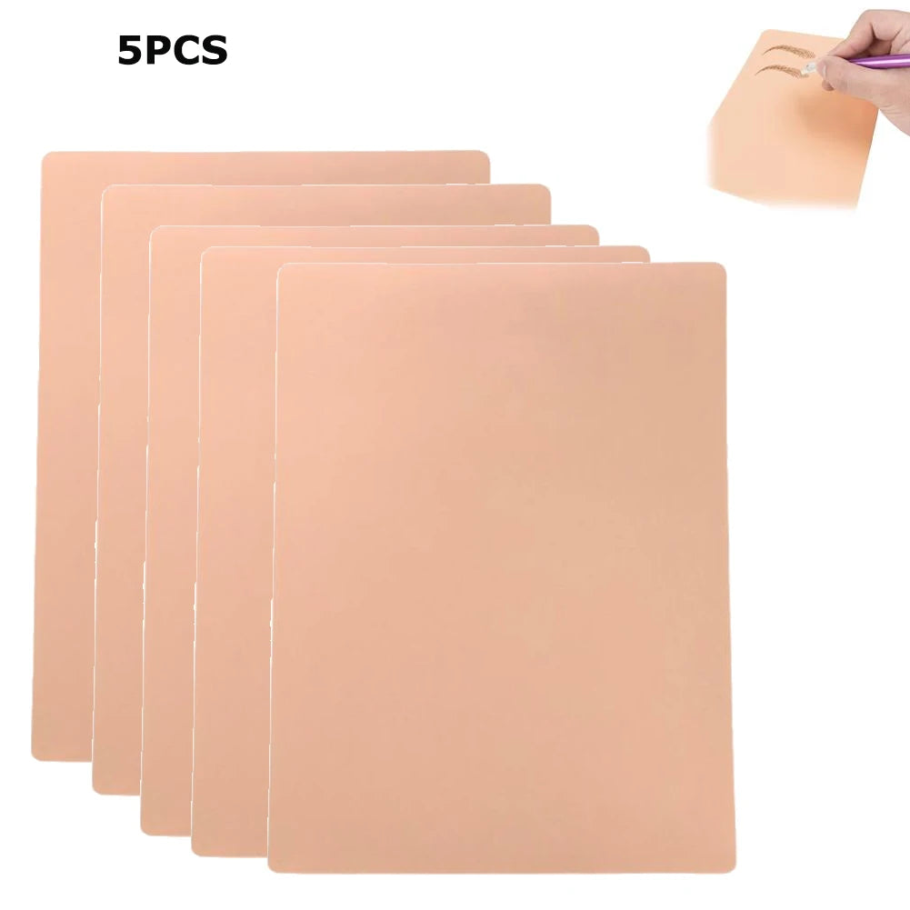 Blank Tattoo Practice Skin, Double Sided Fake Eyebrow Tattoo Practice Skins for Beginners and Experienced Tattoo Artists-1MM Oasis Select pink skin color-5PCS