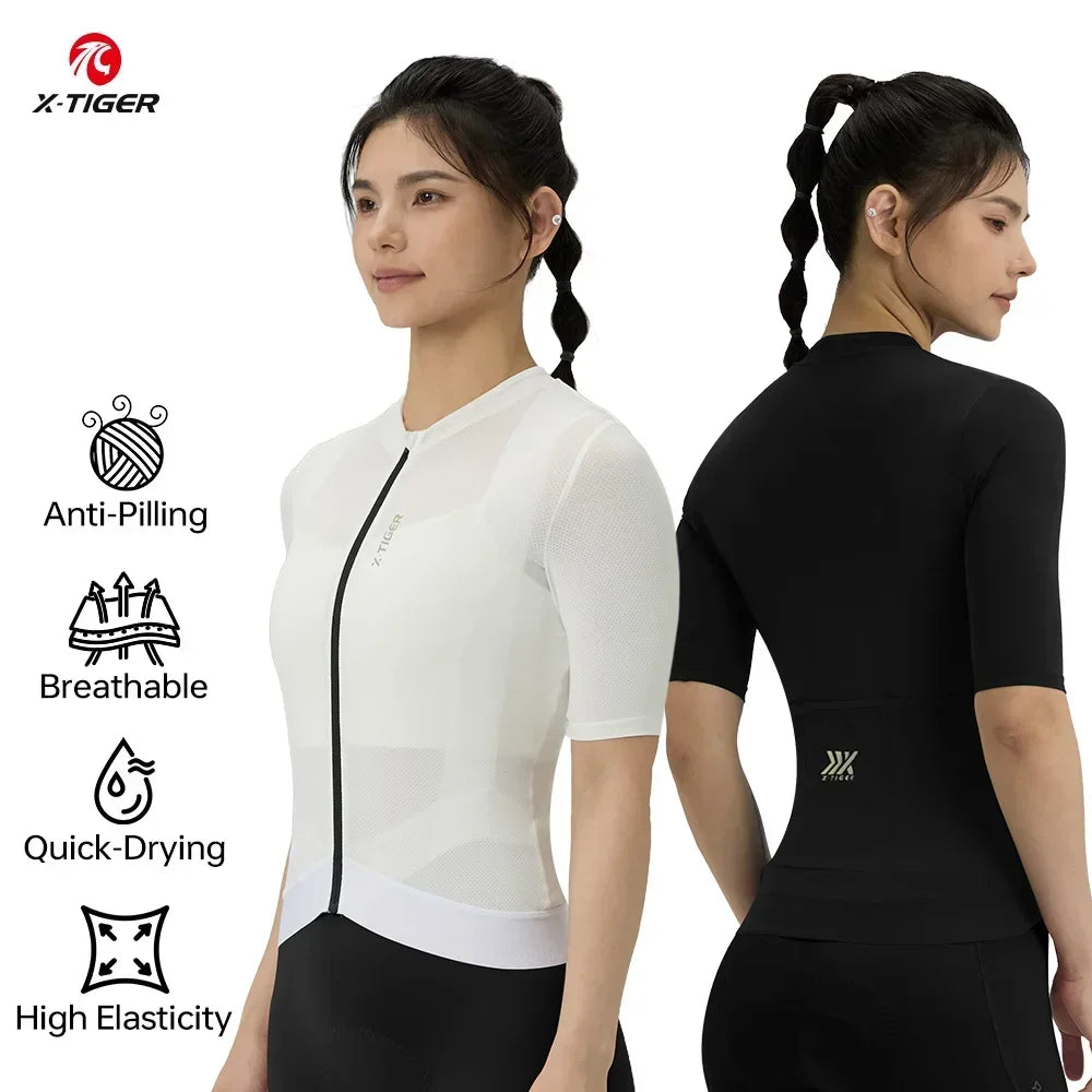 X-TIGER Cycling Jersey Women Breathable Quick-Drying Bicycle Short Sleeve With Pockets Mountain Bike Shirts Cycling Clothing Oasis Select
