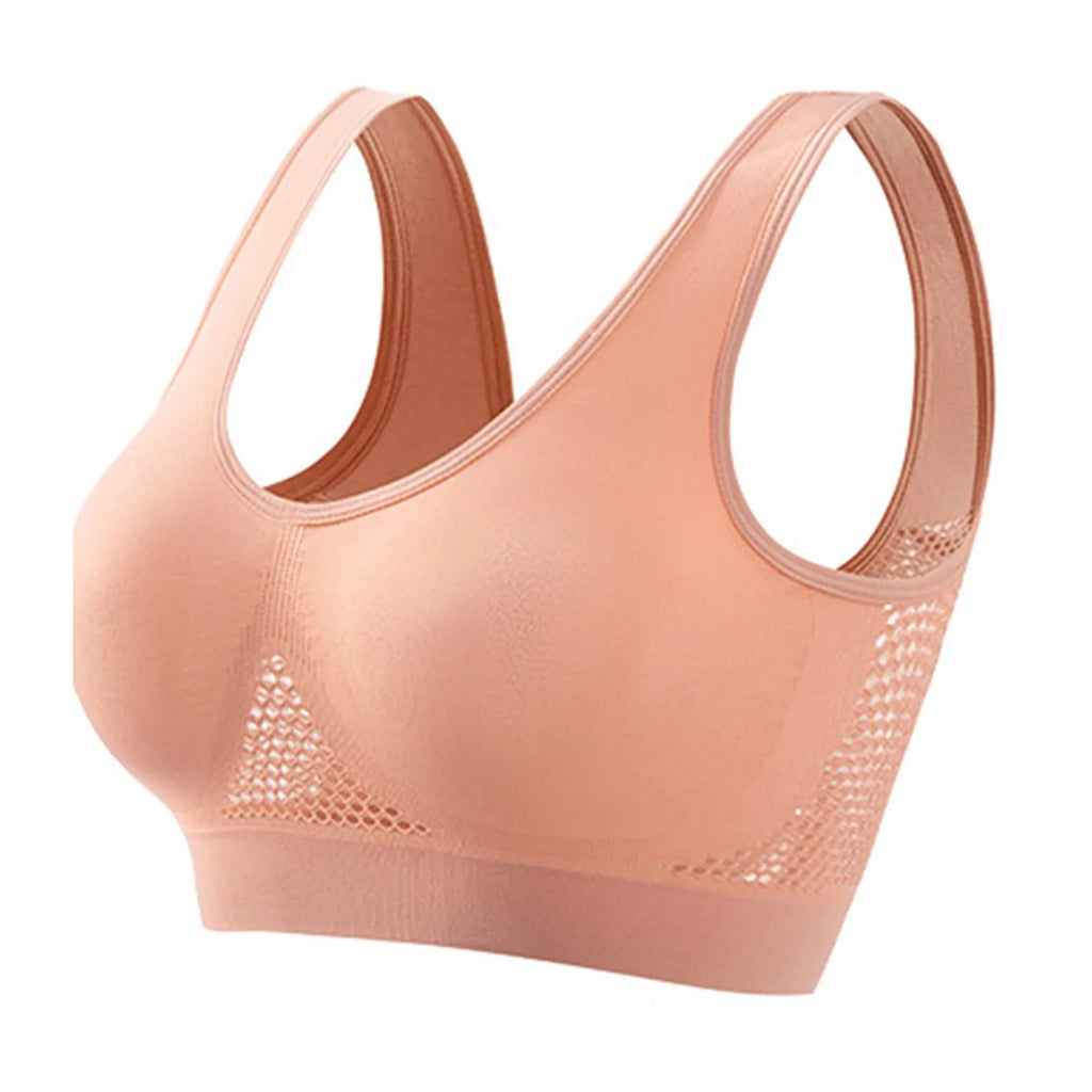 Breathable Sports Bra Top Fitness Women Brassiere Removable Padded Sport Bra Running Gym Seamless Push Up Bras Oasis Select Pink XL
