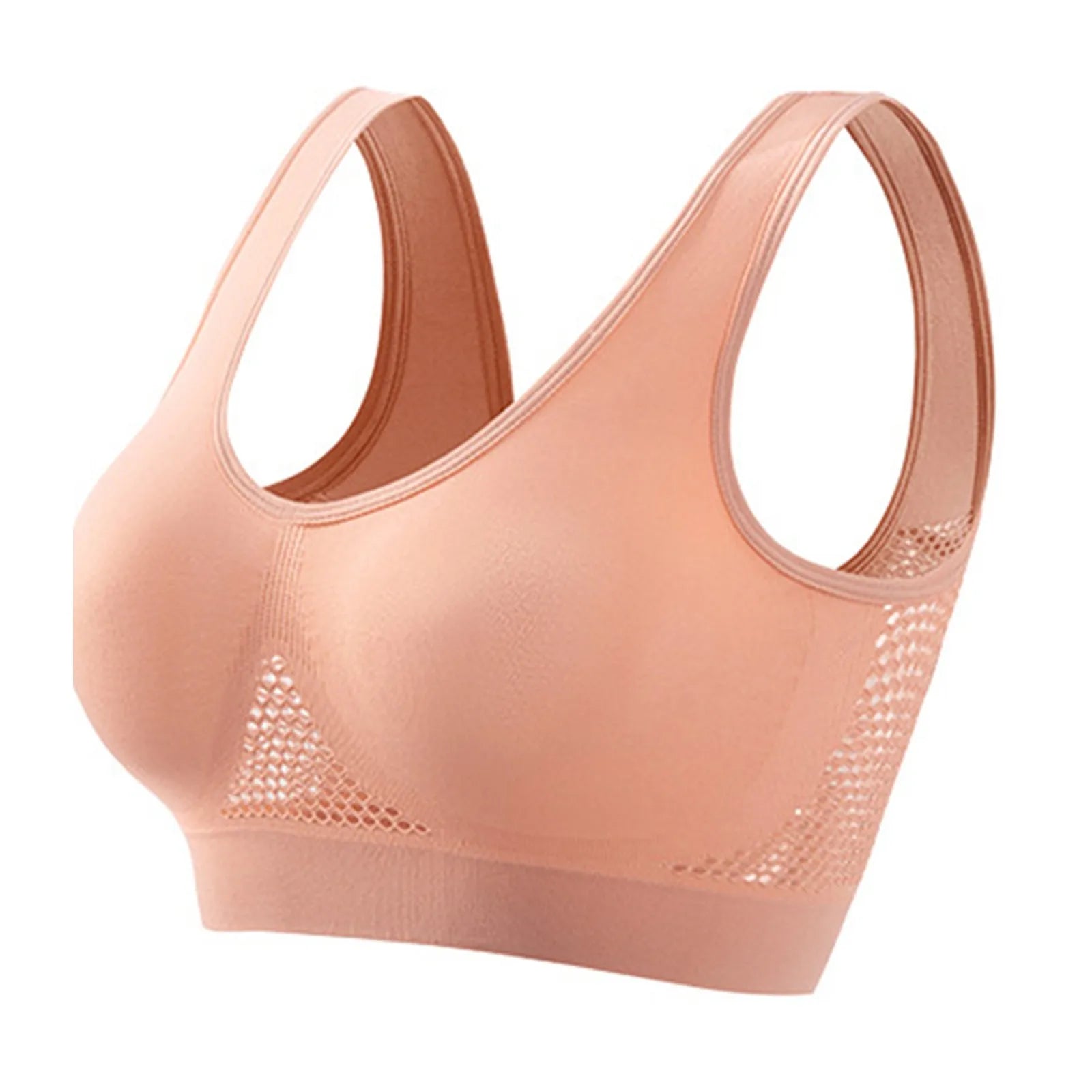 Breathable Sports Bra Top Fitness Women Brassiere Removable Padded Sport Bra Running Gym Seamless Push Up Bras Oasis Select Pink XL