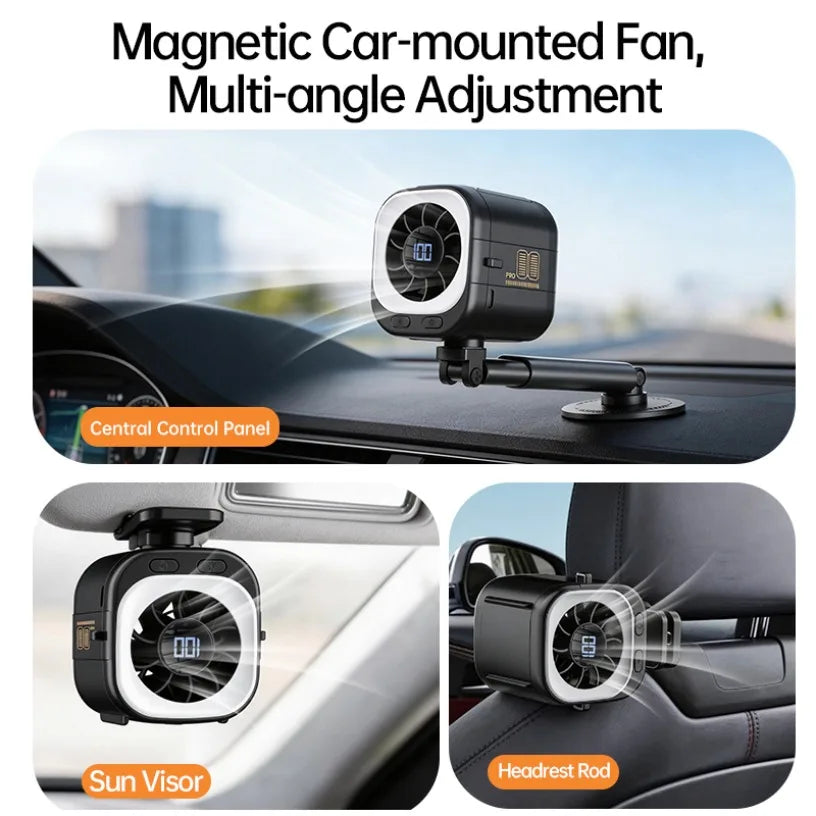 Portable Fan USB Rechargeable 3000mAh 15000RPM High Speed Brushless Motor 6-in-1 Mini Fan with Magnetic Base for Travel Stroller Oasis Select