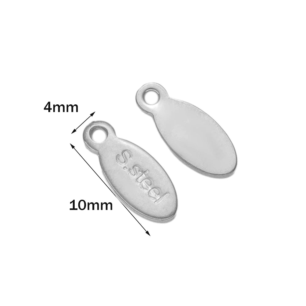 No Fade 50pcs Stainless Steel End Charms Pendants Vacuum Plating Gold Color Chain Extension Tail Charms for Jewelry Making DIY Oasis Select Oval ST