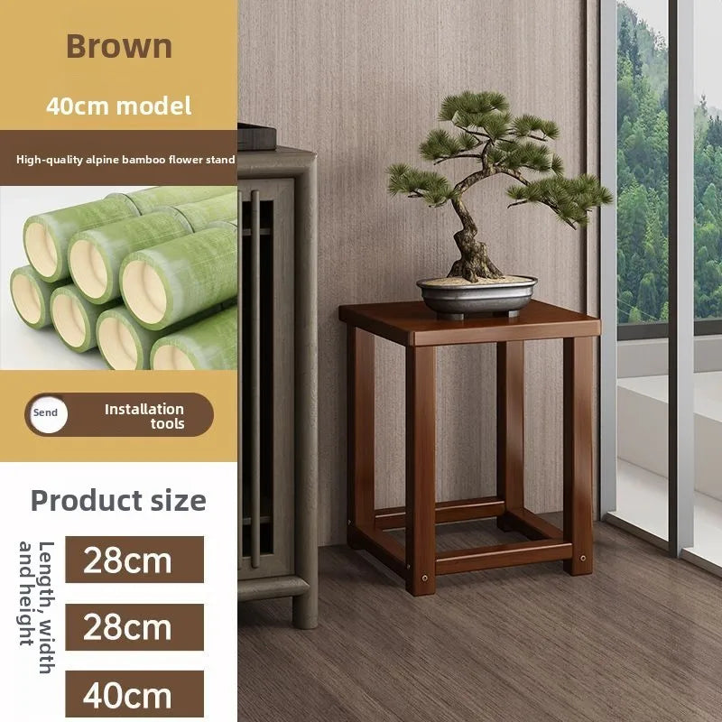 Flower stand Shelf Living room decorative ornament Flower table Solid wood multi-layer flower pot shelf Oasis Select Brown-40cm