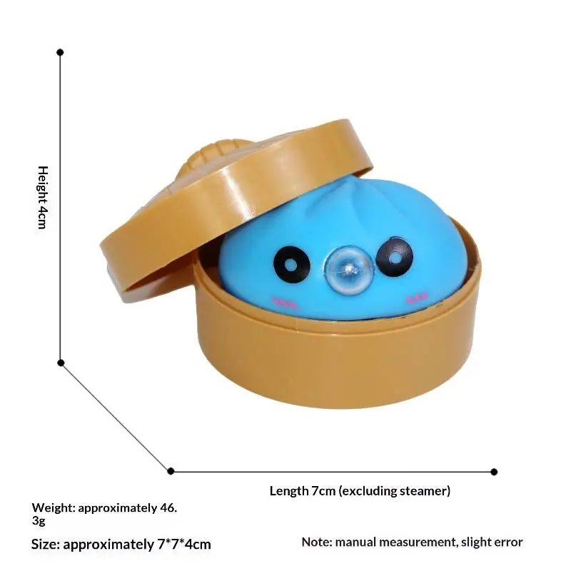Cute Bubble Blowing Bun with Steamer Dumpling Fidget Toy, Soft Squeeze Stress Relief Toy Gift Oasis Select Blue