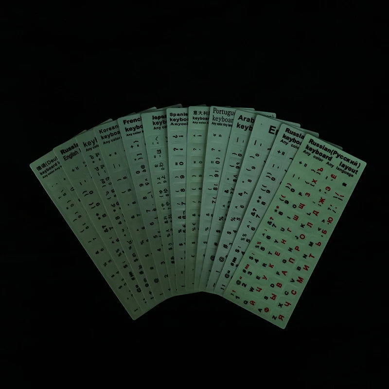Luminous Keyboard Film Spanish,Russian,Arabic,French,English Etc Language Fluorescent Keyboard Letter Protective Stickers Oasis Select