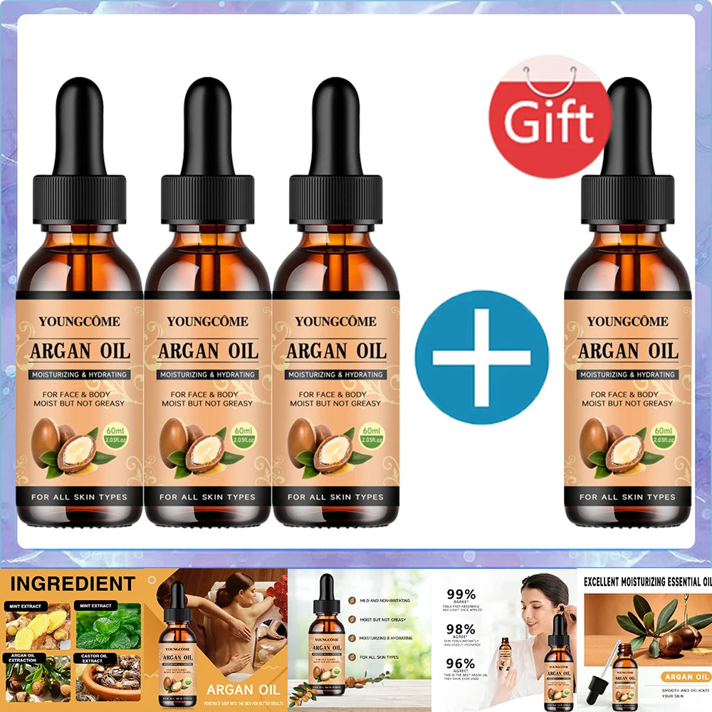 Moroccan Argan Oil Hair Serum – Frizz, Shine & Split Ends Hair Oil Serum Oasis Select 60ml-4pcs