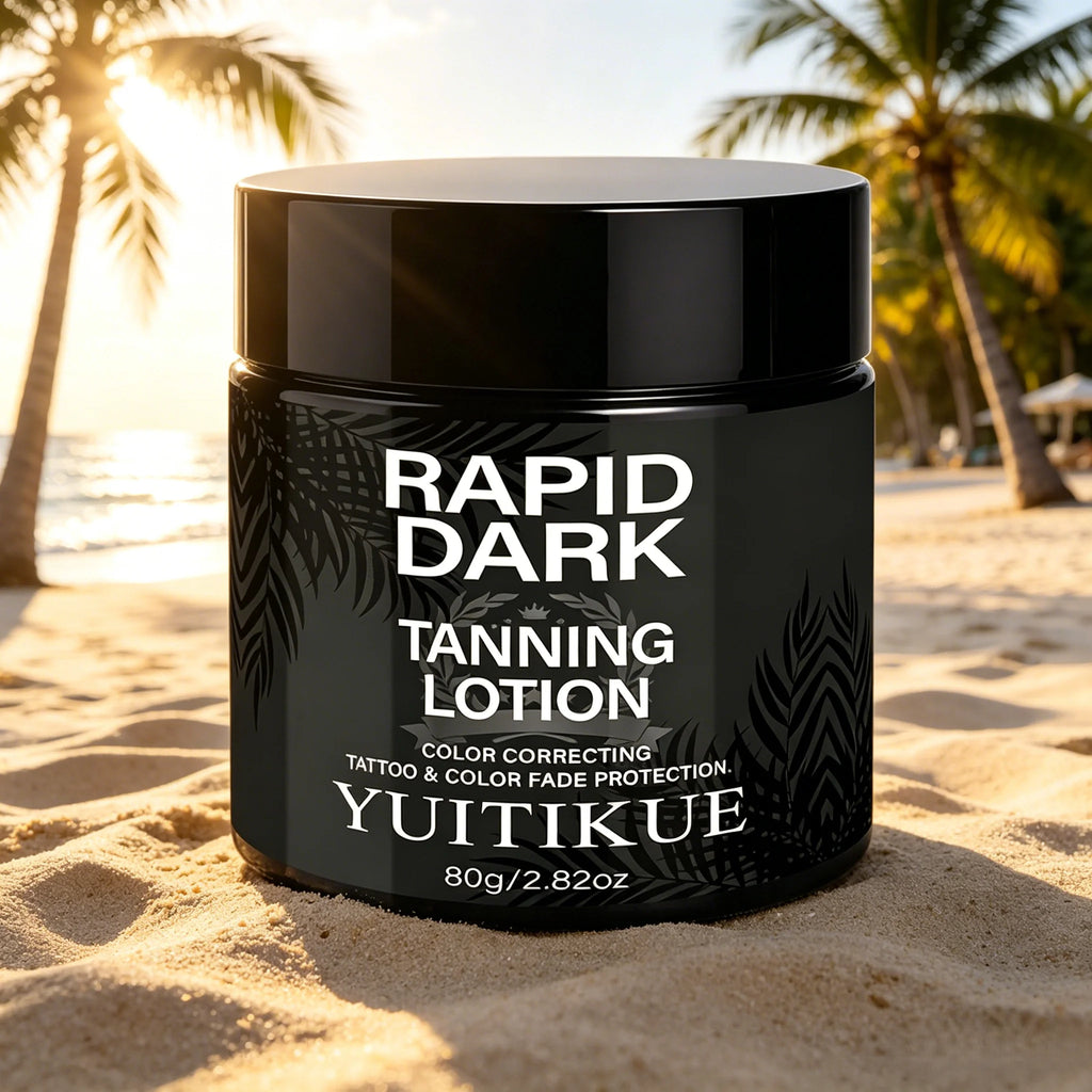 YUITIKUE Rapid Dark Tanning Lotion 80g – Color Correcting Self Tanner for Natural Bronze, AC Room Tan, Healthy Even Glow Oasis Select 1pc