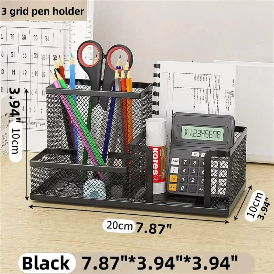 1pc Black 3-Tier Mesh Desk Organizer, Office Supplies Storage with Pencil Holder & Baskets for Home School Oasis Select