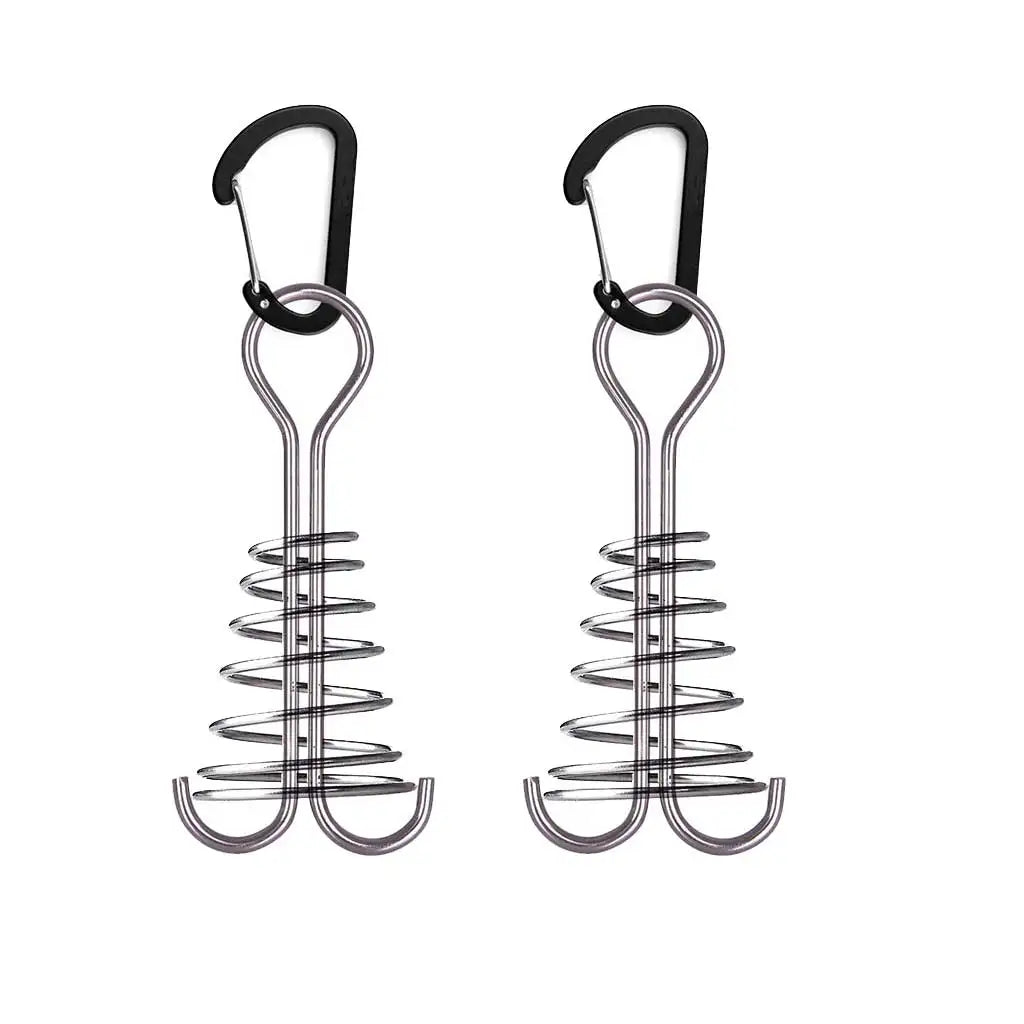 2/4Pcs Camping Tent Fishbone Anchor Peg Aluminum Alloy Spring Hook Tent Wind Rope Fixed Nail for Tarp Awning Canopy Accessories Oasis Select blackpcs2