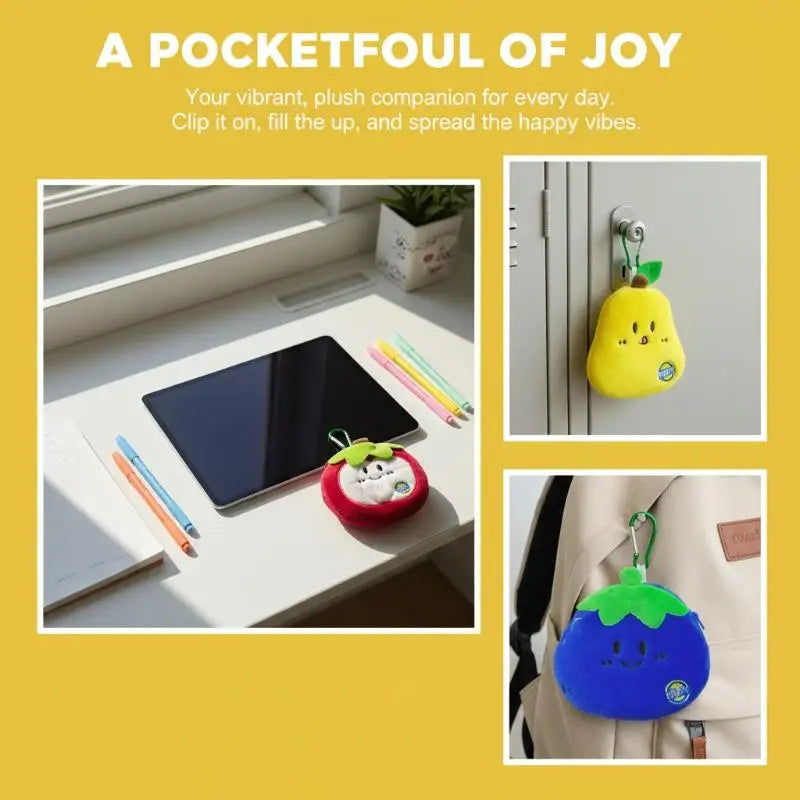 Fruit Series Plush Coin Purse Cute Soft Mini Wallet Key Card Organizer for Girls Daily Carry Accessory Oasis Select