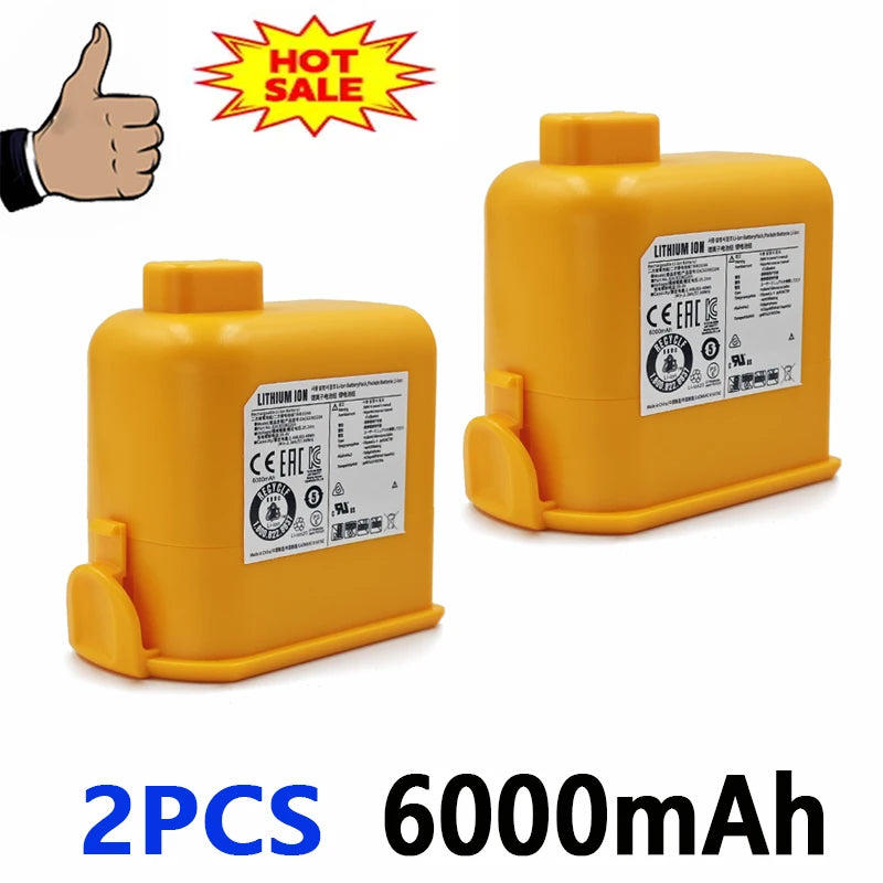 6000mAh CordZero Battery for A9/P9/A9S Vacuum, KC Certified, Compatible with EAC63382201/04 LG CordZero A9 Battery Replacement 。 Oasis Select LG A9-6000mAh 2PCS