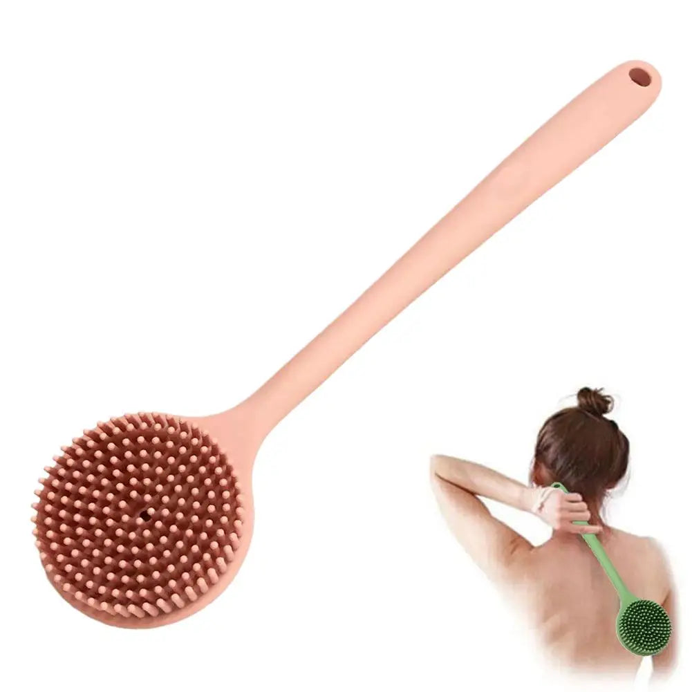 Long-Handle Silicone Bath Brush – Double-Sided Body Scrubber