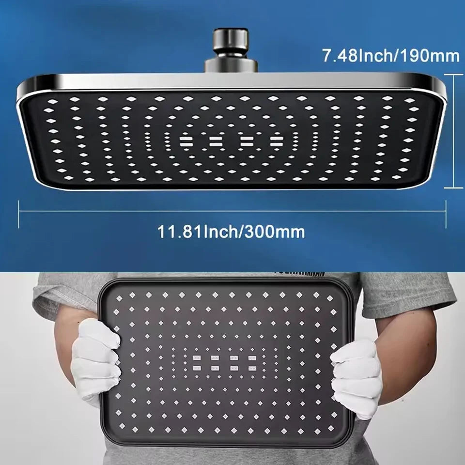 Top spray showerhead 30cm Large Size High Pressure Overhead Rain Large Flow Booster Rain Shower Head 360° Rotation Water Saving Oasis Select