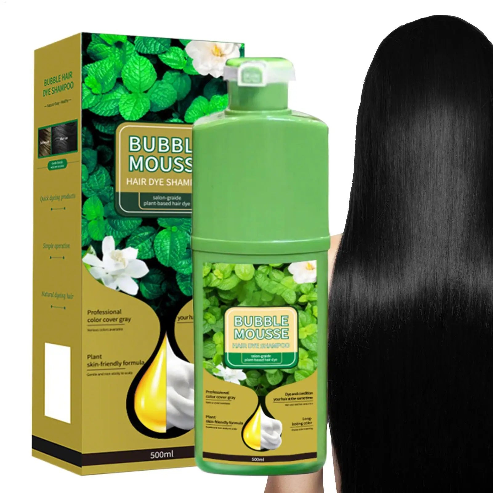 Natural Plant Herbal Hair Dye Shampoo 5 Minutes Change Hair Color Non-irritating Repairs Gray White Hair Care Products Women Men Oasis Select
