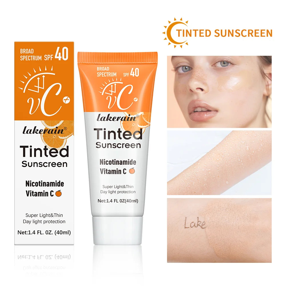 Lakerain Tinted Sunscreen SPF40+ Lightweight UV Foundation Cream Tinted Sunscreen Oasis Select