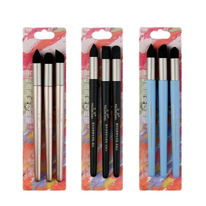 2/3Pcs Non-shedding Soft Sponge Mixing Stumps Multi Shape Tips Oil Pastel Smudge Pen for Art Exam Creation Use Oasis Select