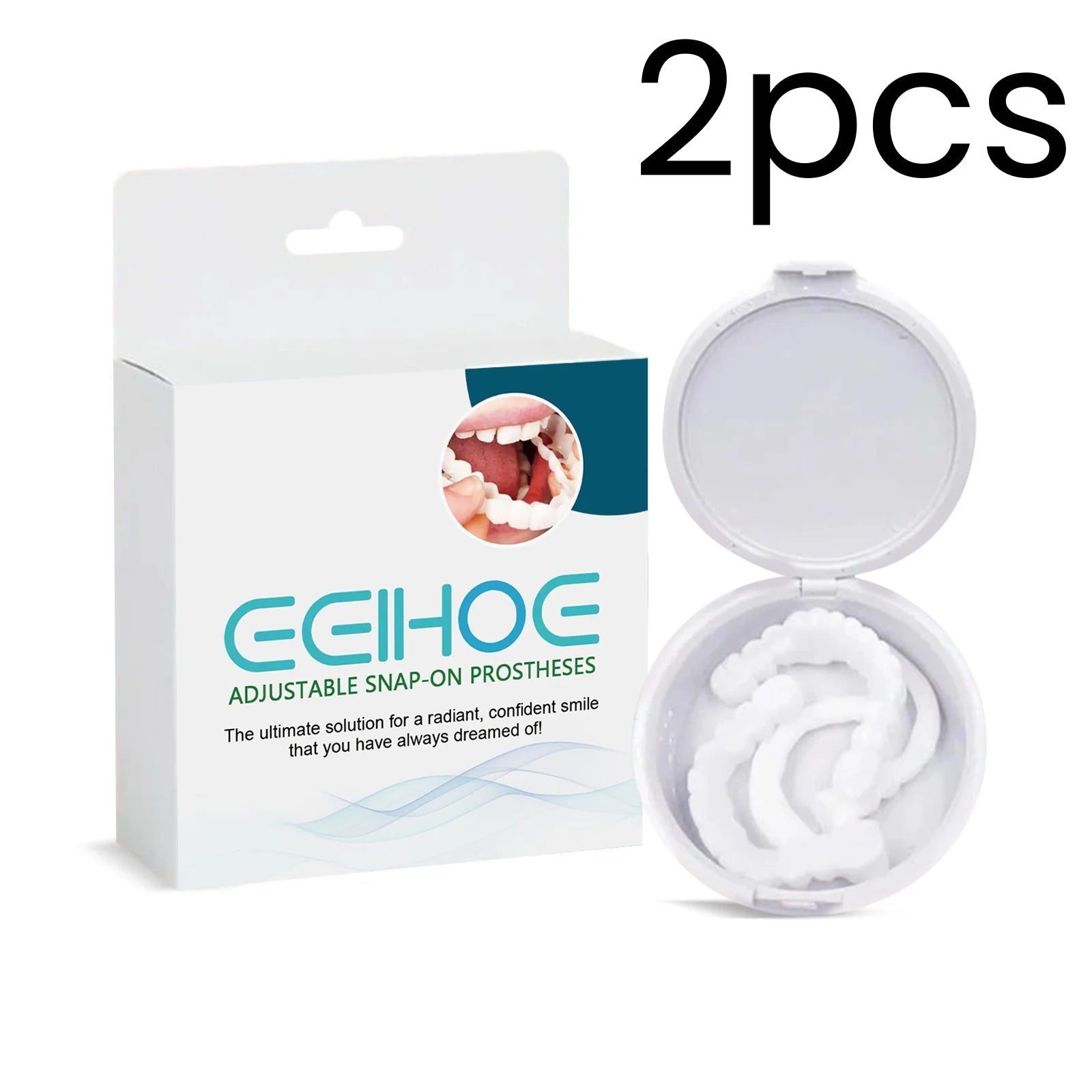 EELHOE Snap-On Dentures – Adjustable Removable Dental Veneers Snap-On Dentures Oasis Select 2 Boxed