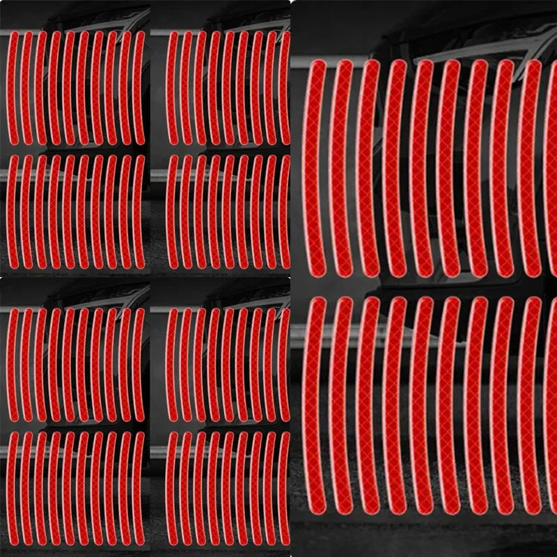 Car Wheel Hub Reflective Sticker Tire Rim Reflective Strips Luminous for Night Driving Car Bike Motorcycle Wheel Sticker Oasis Select 100Pcs Red