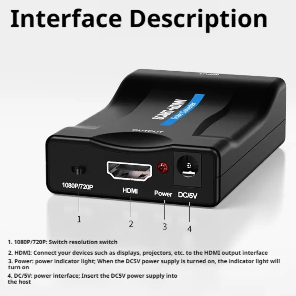 SCART to HDMI 1080P Upscale Converter – Plug & Play