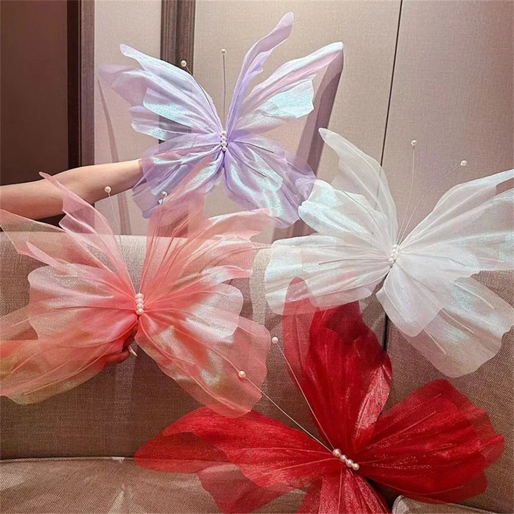 50cm Big Simulation Butterfly 3D Outdoor Shopping Mall Wedding Festival Decoration Hollow Large Hanging Gauze Fake Butterfly Oasis Select