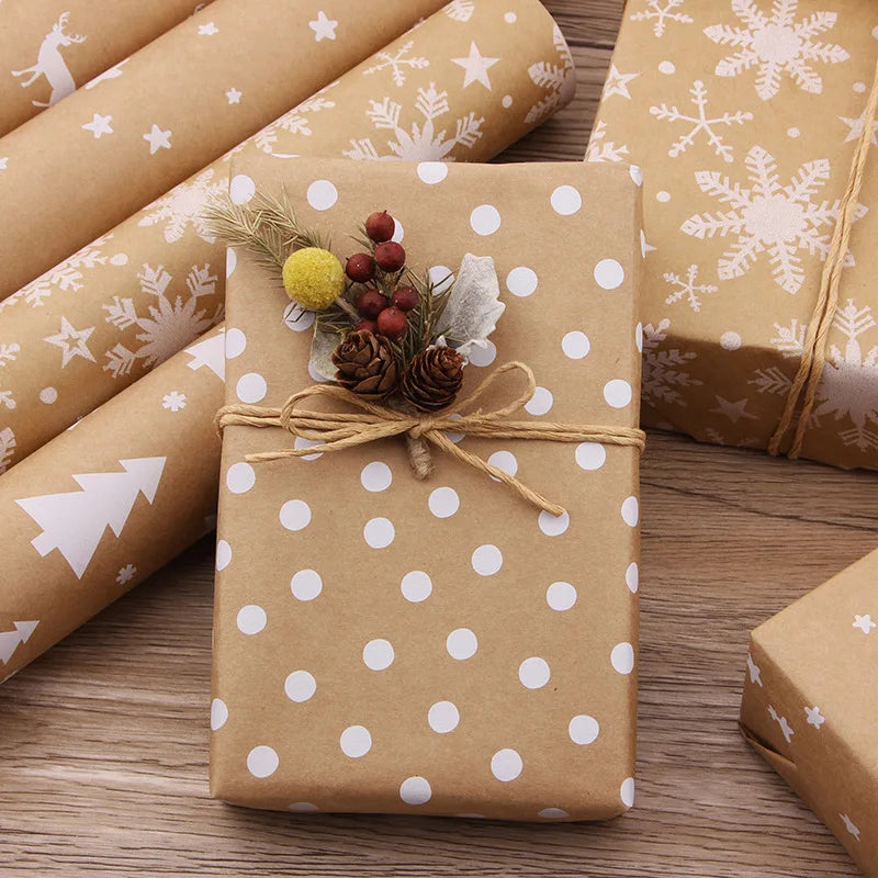 Christmas Gift Wrapping Paper with Snowflake Tree Pattern Paper Roll 16.9"x590" Eco-Friendly Paper Material for Holiday Presents Oasis Select