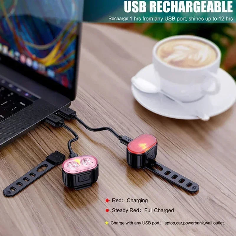 USB Rechargeable Bike Light Set Front Light with Taillight Easy To Install 4 Modes Bicycle Accessories The Bicycle for Cycling Oasis Select