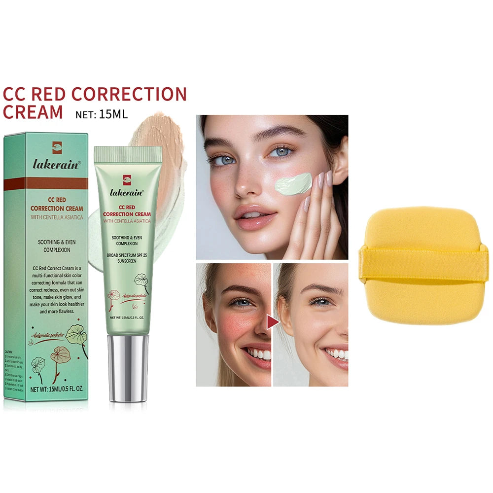 CC Cream Color Changing Liquid Foundation Centella Korean High Coverage Foundation Foundation Cream for Face Base Makeup Oasis Select 1pc free puff 2