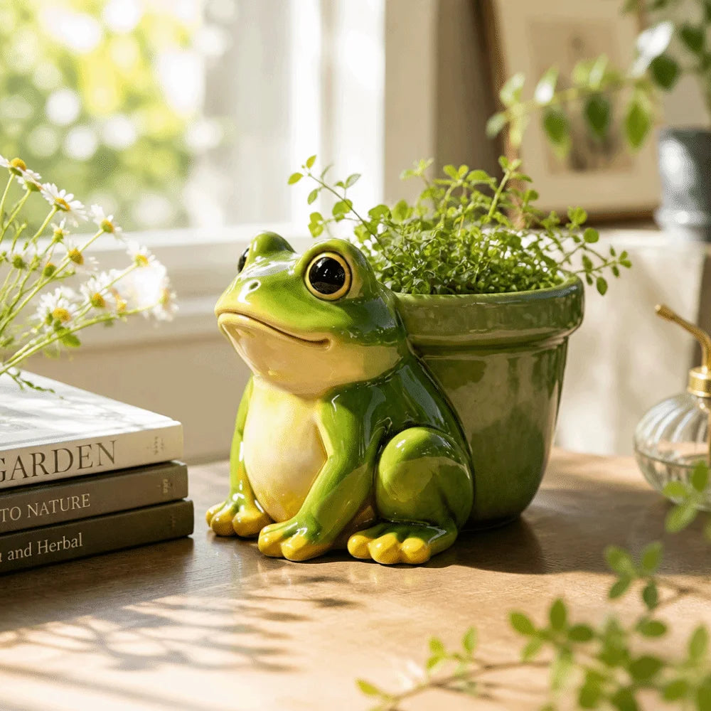 Resin Frog Flower Pot – Funny Garden Succulent & Pencil Holder Resin Decorative Planter Oasis Select