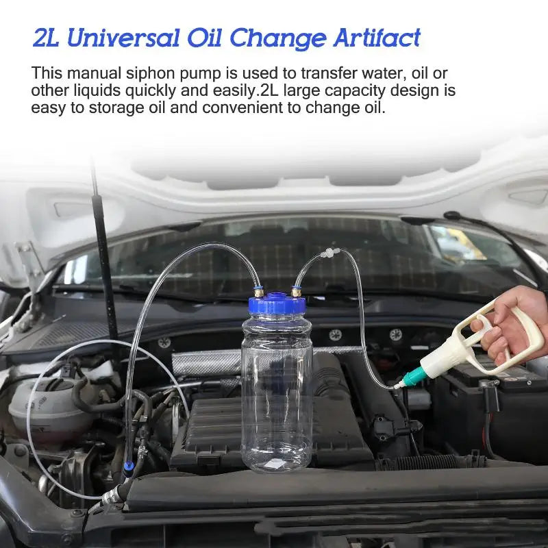 Oil Change Artifact Manual Hand Pump Engine Suction Vacuum Car Truck Van Moto Maintenance Tool 2L Bottle Storage Hose Oasis Select Default Title