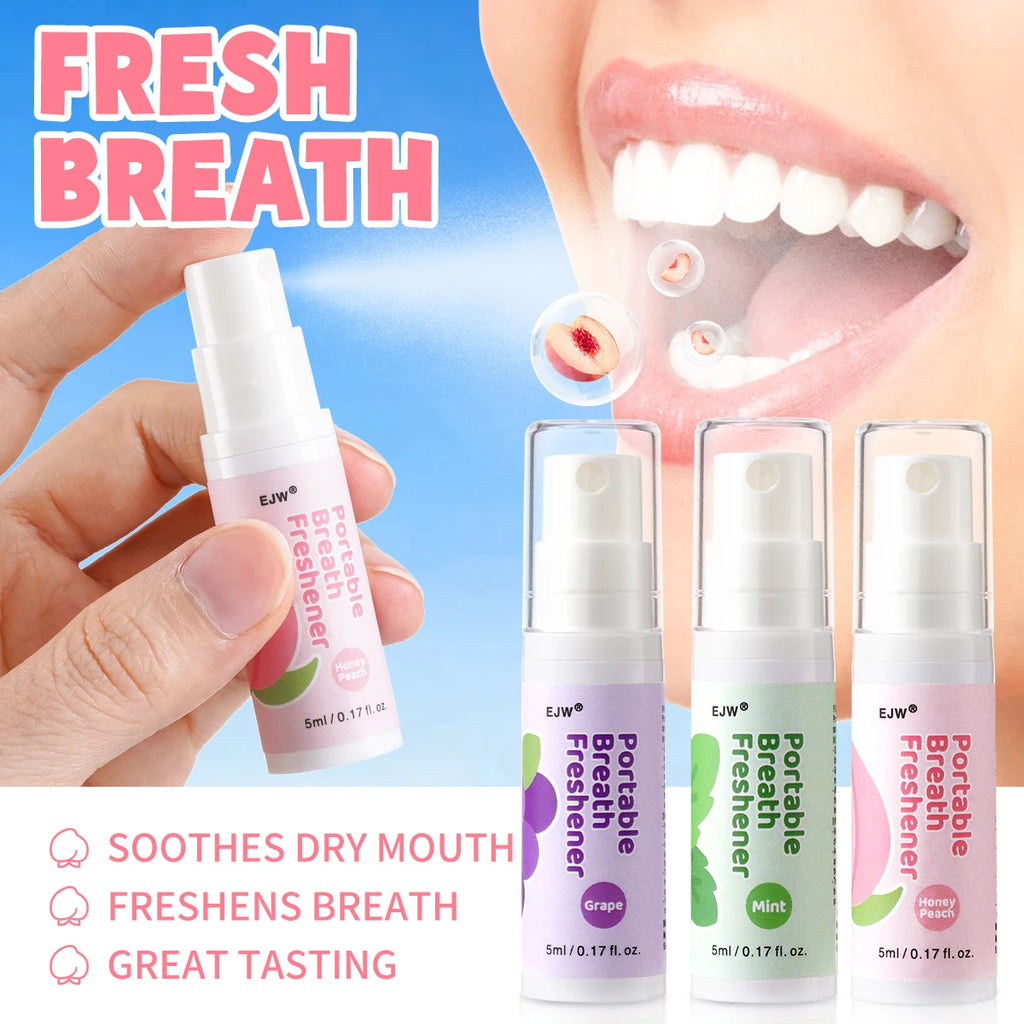 EJW Probiotic Oral Spray, Mint & Peach & Grape Flavor Combo, Breath Spray with Prebiotics , Long-Lasting Freshness Oasis Select