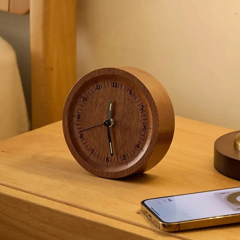 Simple and Luxurious Hollow Desktop Silent Desk Clock Ornament Creative Black Walnut Small Clock Fashionable Oasis Select