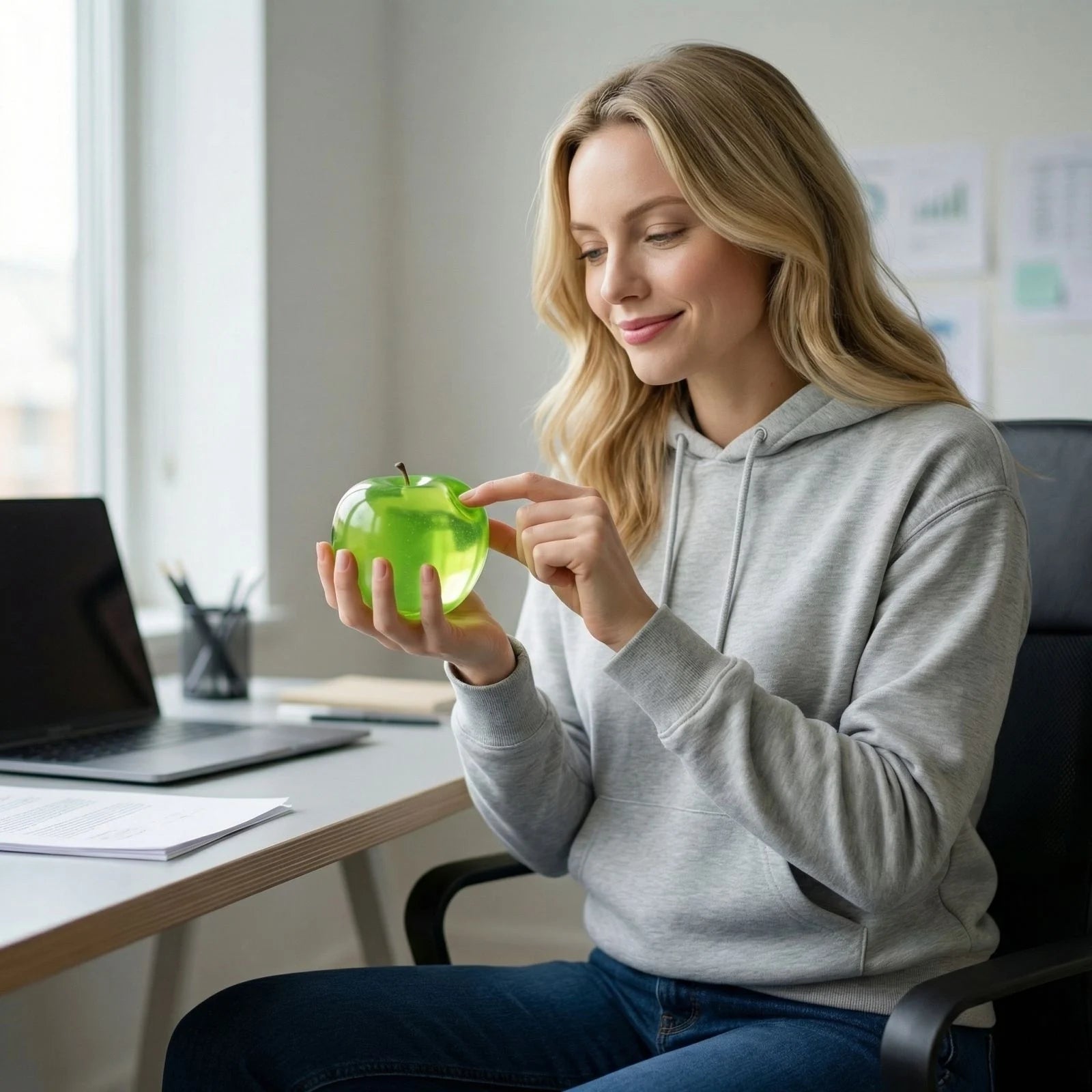 Squishy Green Apple Stress Ball – Fidget Sensory Toy for ADHD Fidget Stress Ball Oasis Select