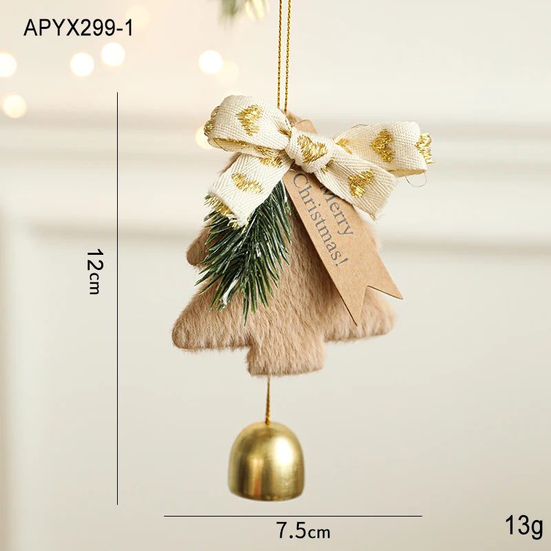 Christmas Door Car Decoration Christmas Tree Red Velvet Bow Bell Small Pendant Decoration Props Oasis Select 9