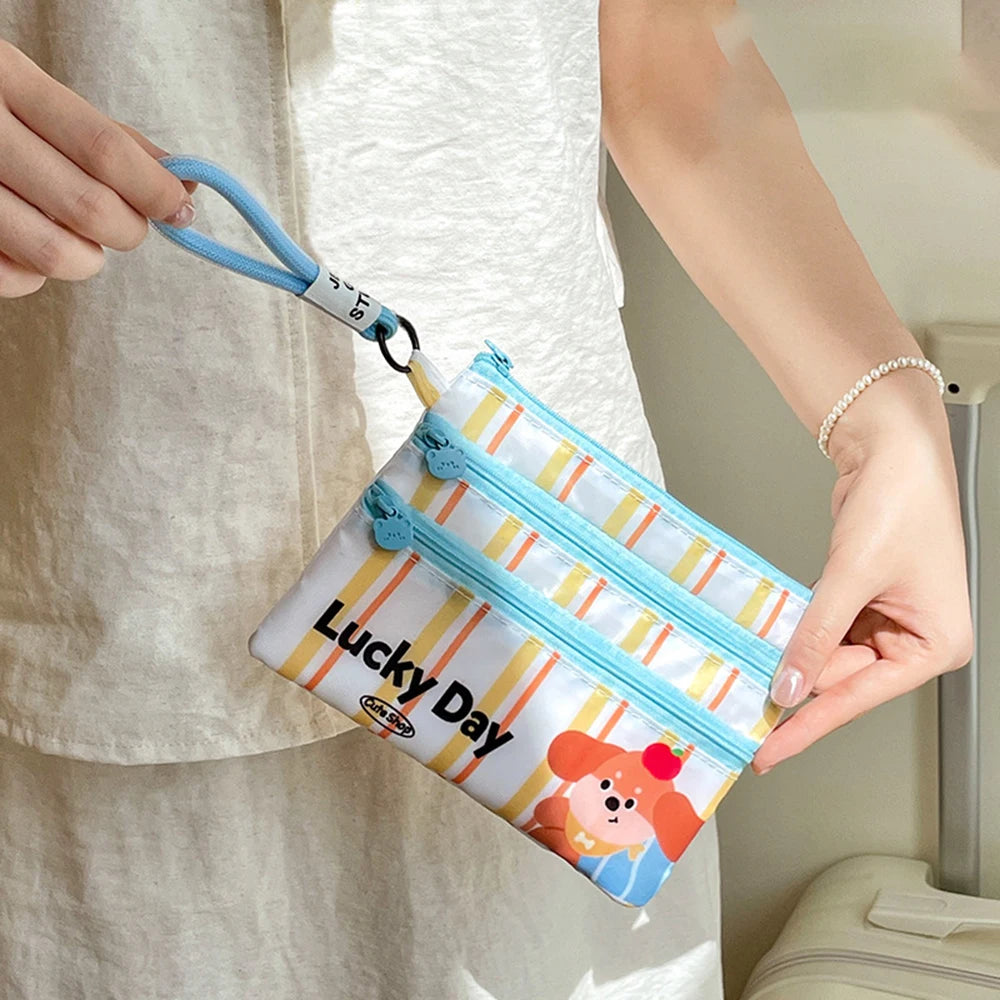 Cute Waterproof ID Card Storage Bag Multi-function Portable Plane Ticket Card Bag Cute Cartoon Passport Clip ID Card Storage Oasis Select B-Short Rope