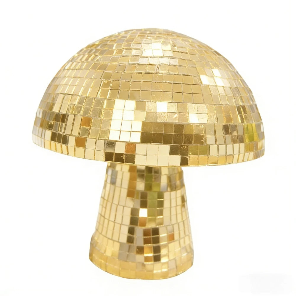 Mushroom Disco Ball Mirror Reflective Home Decoration Crafts Mushroom Ornaments Technology Bar Atmosphere Decoration Miniatures Oasis Select Gold