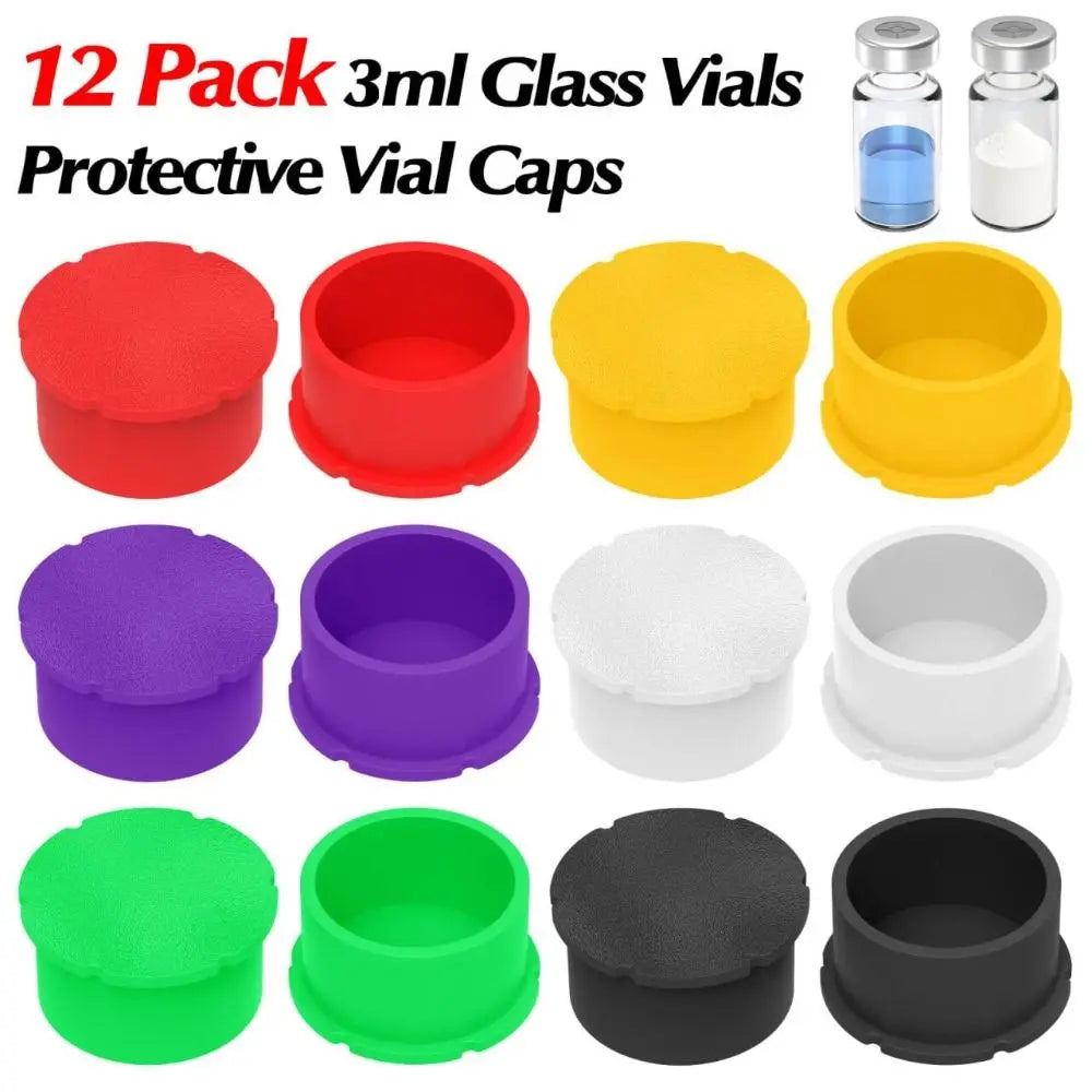 12-Pack Reusable Glass Vial Caps – Leak-Proof TPU Stopper Lids