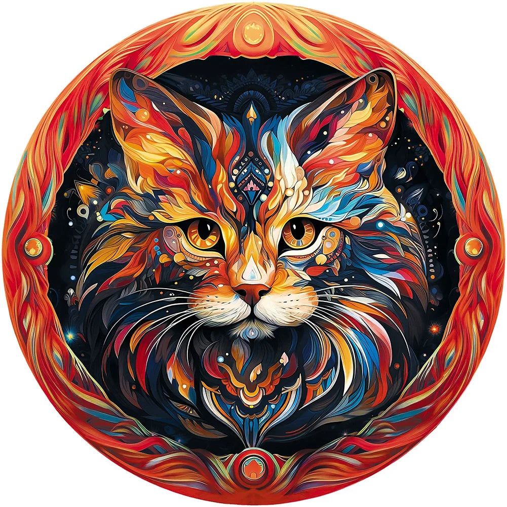 Mandala Cat Animal Wooden Puzzle Home Decoration Home Decoration Accessories Oasis Select J A4