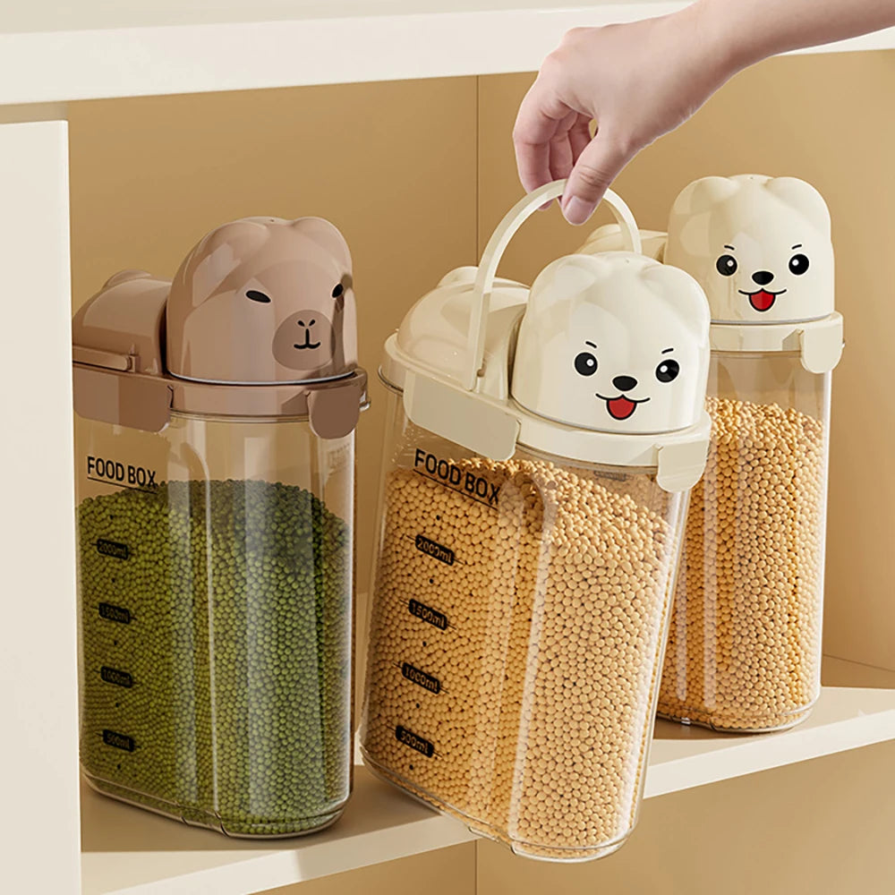 Cartoon-themed airtight storage jars, household dustproof containers, grain storage boxes, large-capacity plastic jars for coffe Oasis Select