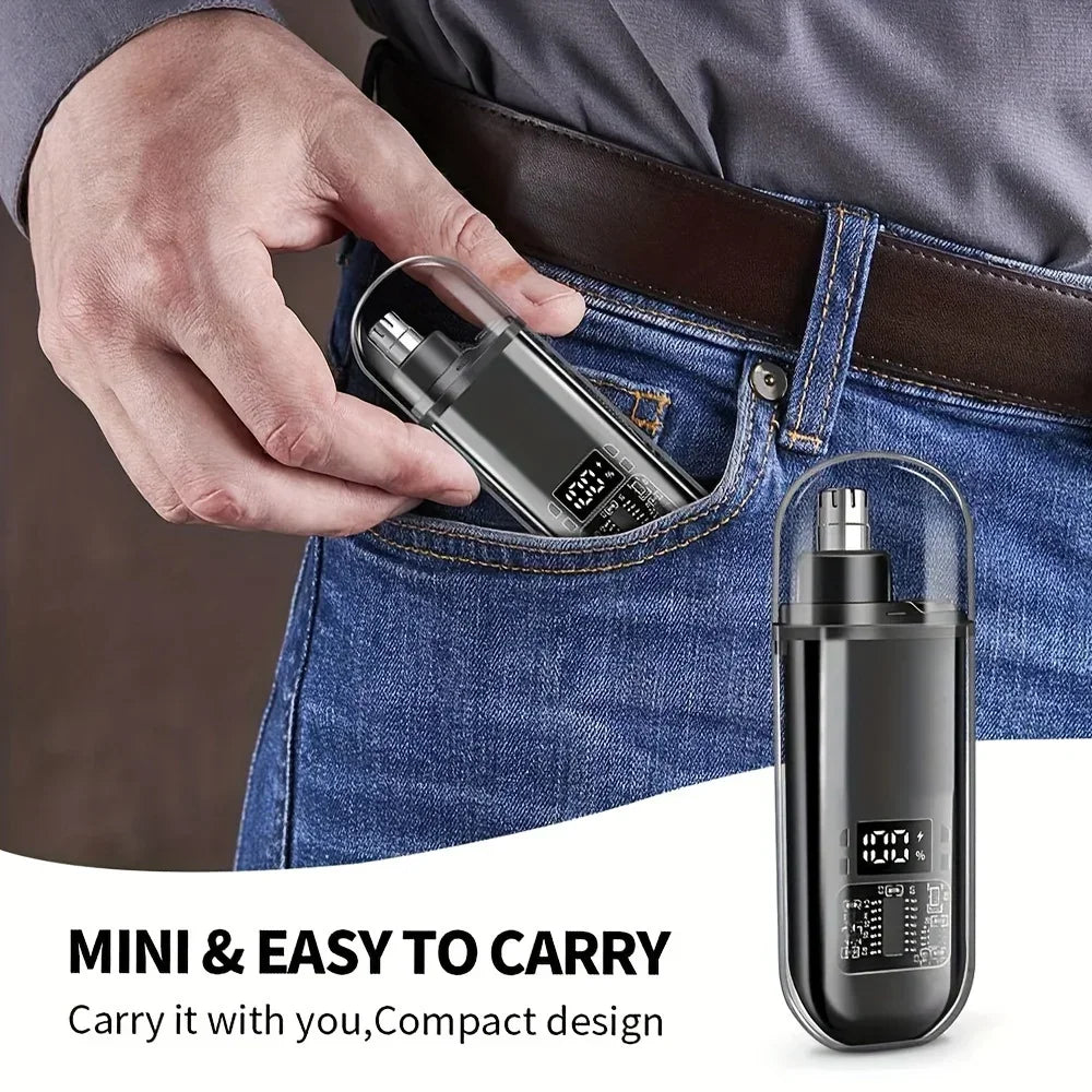 USB Rechargeable Nose & Ear Hair Trimmer for Men, Portable Mini Compact Design with Fast Charge, Electric Grooming Kit Oasis Select