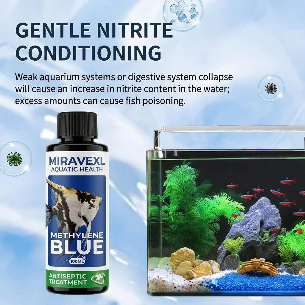 100ml Methylene Blue Aquarium Fish Tank Antiseptic Treatment: Fast Ich Fungus & Parasite Cure Water Care Drops, Pipette Gloves Oasis Select