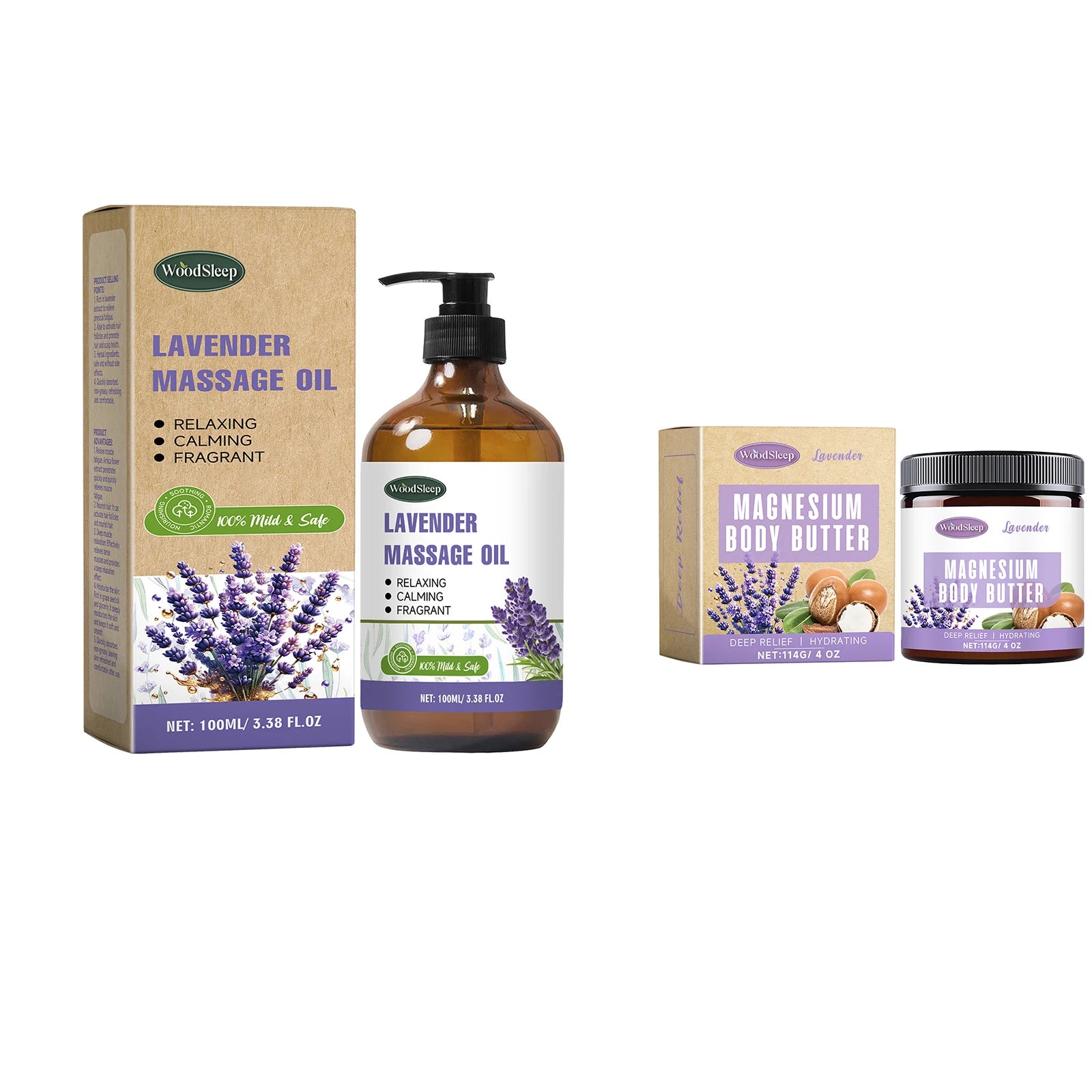WOODSLEEP Lavender Massage Oil – Hydrating Body & Hair, 120ml