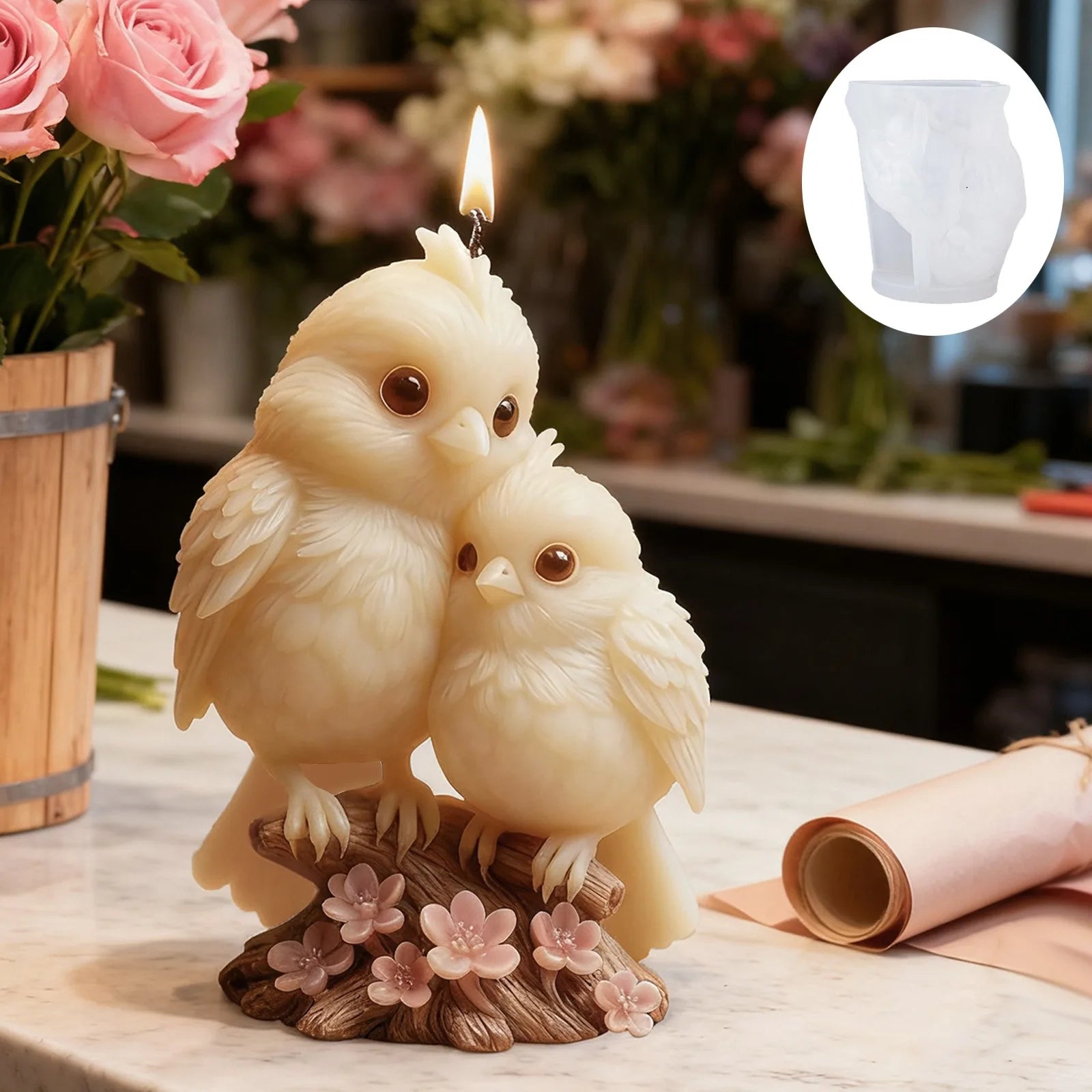 3D Bird Couple Silicone Candle Mold - DIY Aromatherapy Candle, Resin & Soap Craft, Romantic Wedding & Home Decor Oasis Select