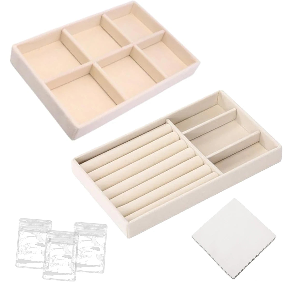 Velvet Jewelry Display Tray Set, Exquisite Jewelry Organizer, Portable Ring, Earring, Necklace Storage Box, Anti-Oxidation Pouch Oasis Select