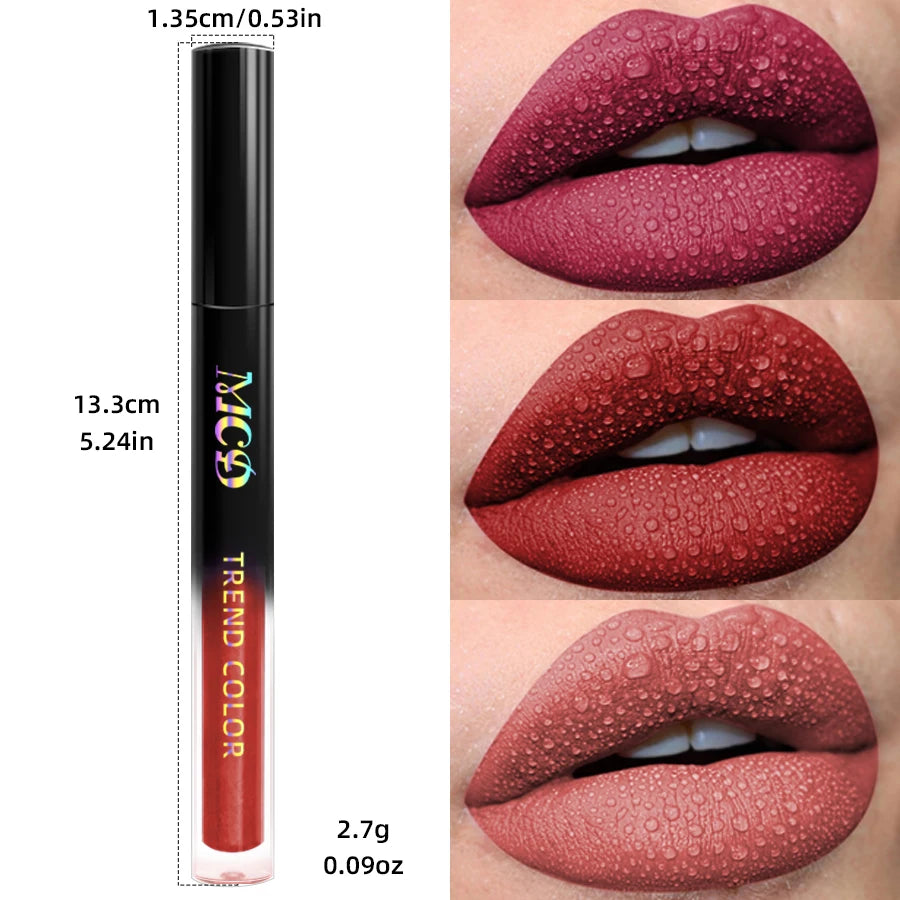 MCD 19-Shade Matte Velvet Liquid Lipstick – Waterproof Lip Glaze