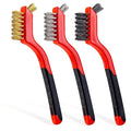3PCS Double Head Wire Brush Set Rust Removal Mini Size Brass Wire Brush Multi-purpose Gap Cleaning Stainless Steel Wire Brush Oasis Select Red