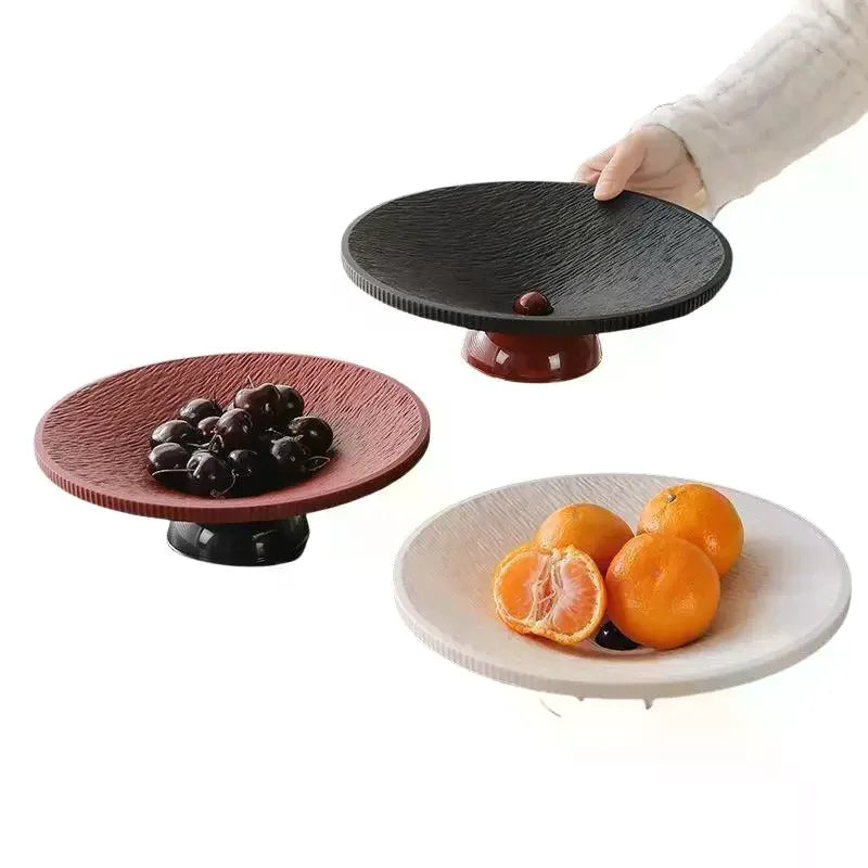 Elegant Textured Pedestal Fruit Tray Stable Sturdy Base Minimalist Design for Home Kitchen Snack Serving Display Oasis Select