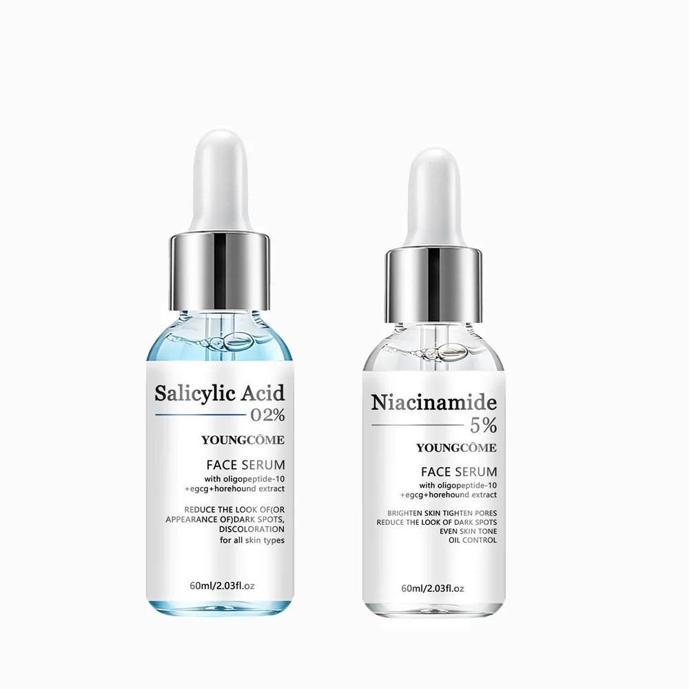 2pcs Salicylic Acid 5% Niacinamide Ceramides Purslane Essence Set - Pore Minimizing Hydrating Face Serum for All Skin Types Dail Oasis Select 60ml 2pcs
