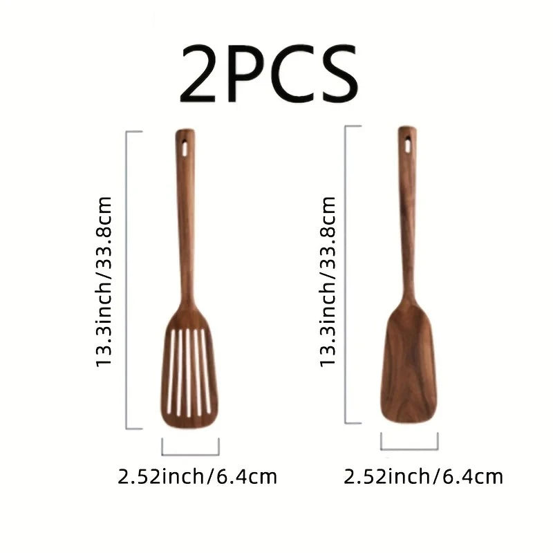 2-Piece Wooden Japanese Spatula Set – Non-Stick & Heat Resistant Wooden Kitchen Utensils Oasis Select 2PCS