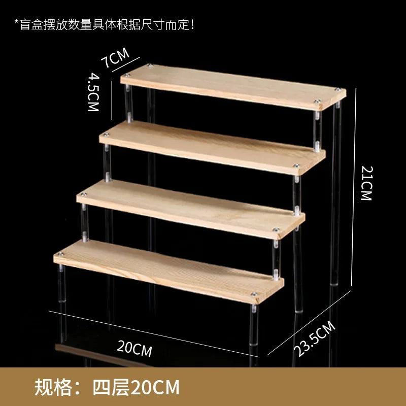 Wooden Ladder Display Stand – 2–5 Tier Acrylic Shelf Rack