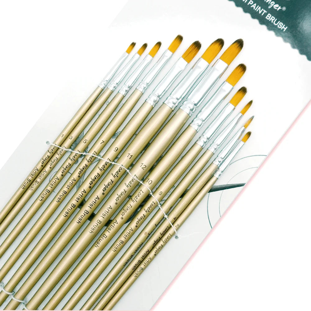 12pcs Filbert Paint Brush Set for Watercolor, Acrylic, Gouache, Ink, and Tempera Painting Oasis Select